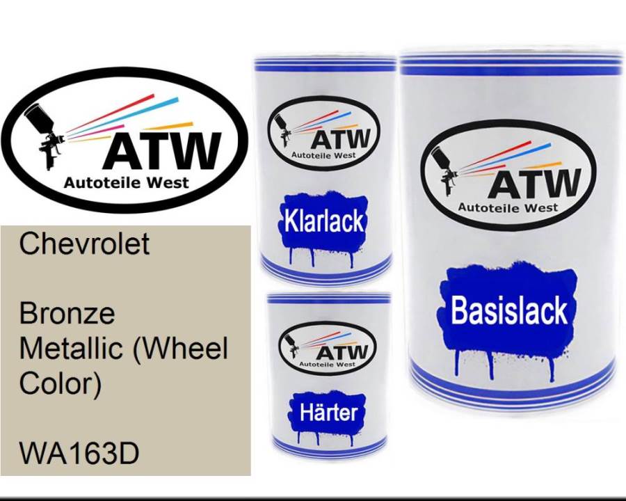 Chevrolet, Bronze Metallic (Wheel Color), WA163D: 500ml Lackdose + 500ml Klarlack + 250ml Härter - Set, von ATW Autoteile West.